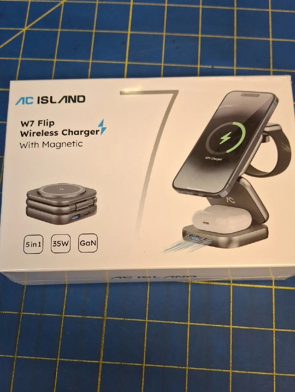 AC ISLAND W7 Flip Wireless Magnetic Charger - Silver